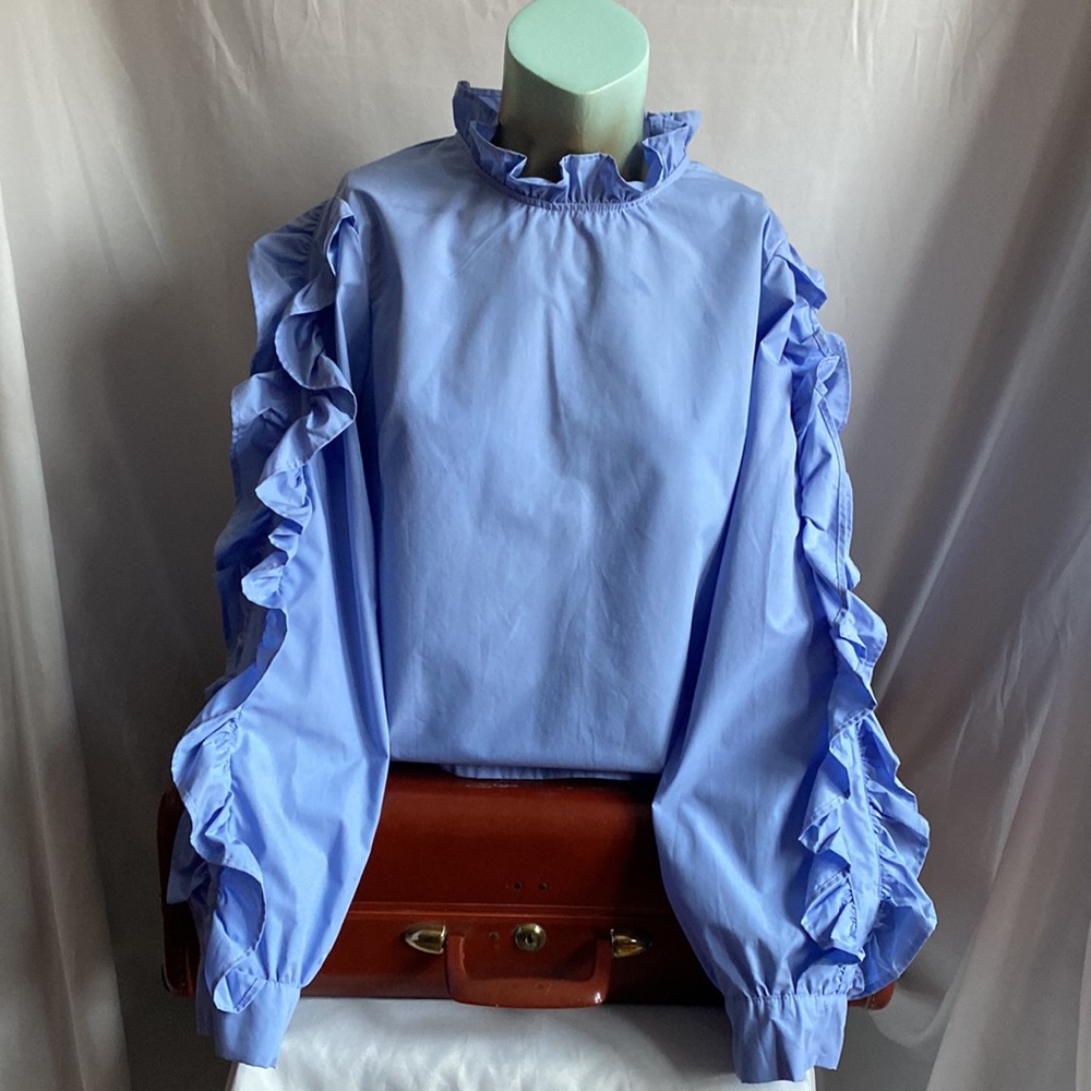 Brand new ruffled baby blue dress shirt